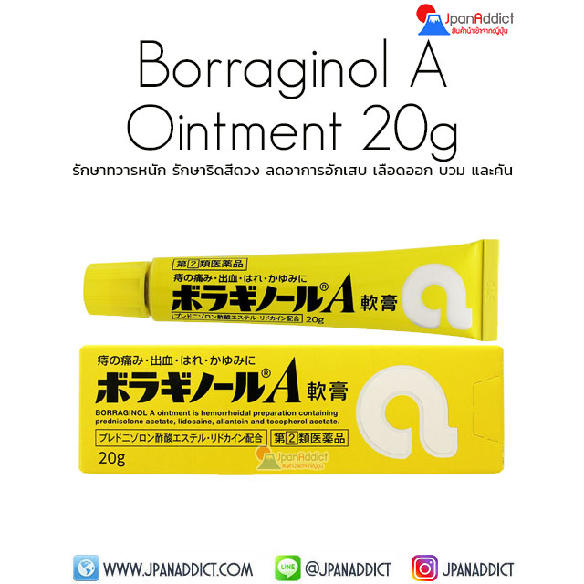 Borraginol A Ointment 20g ครีมทารักษาทวารหนัก รักษาริดสีดวง