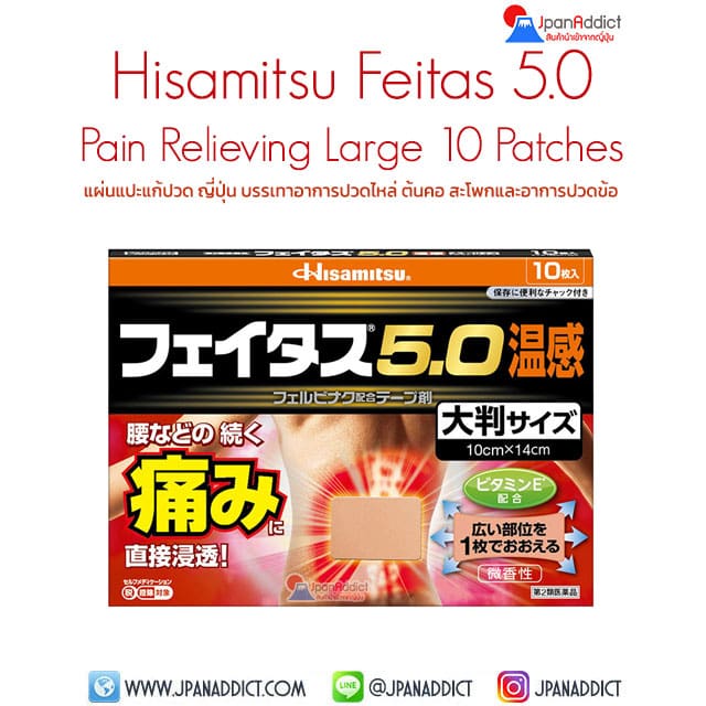 Hisamitsu Feitas 5.0 Pain Relieving Large Patch 10 Patches แผ่นแปะแก้ปวดเมื่อย ญี่ปุ่น