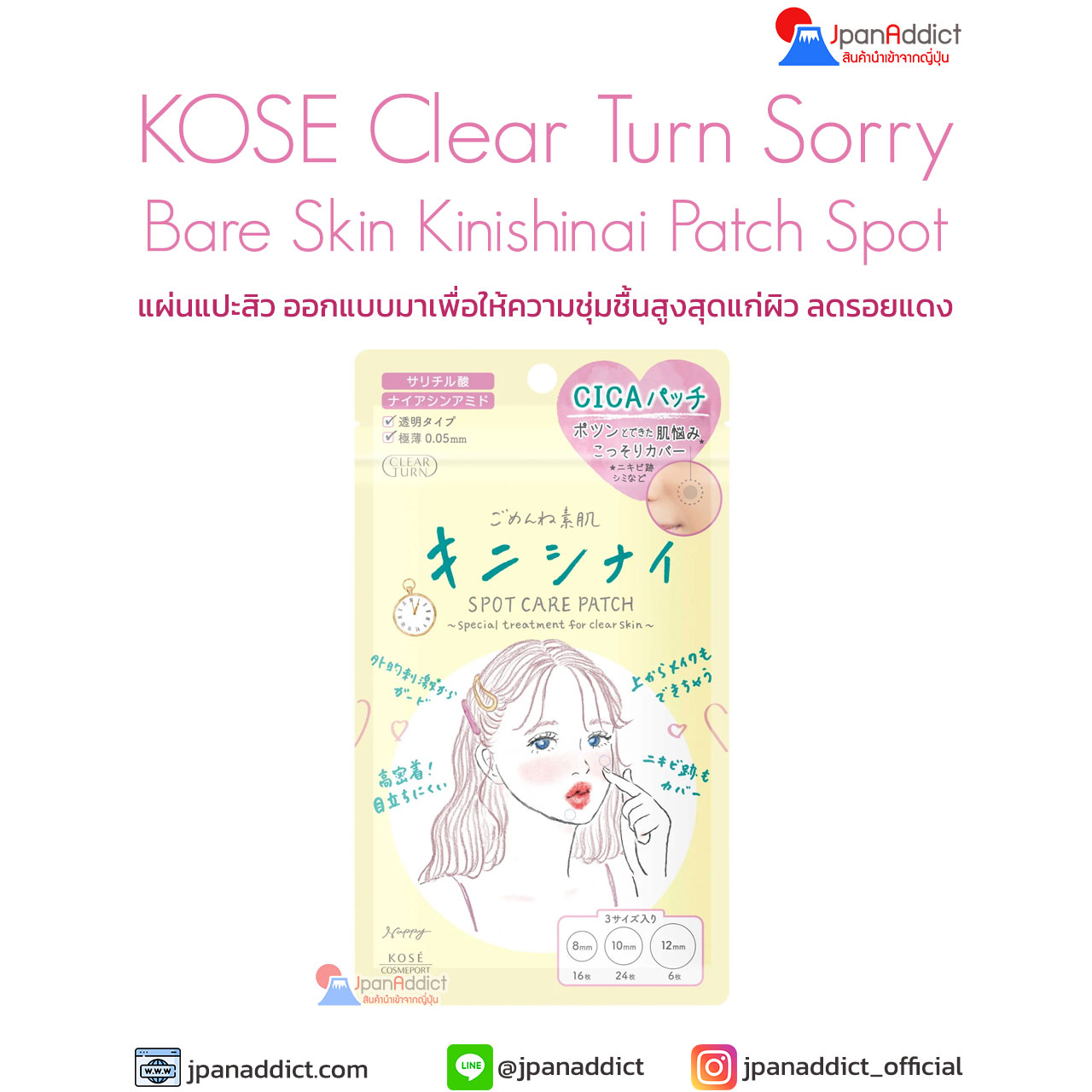 Kose Clear Turn Japan Gomenne Bare Skin Kinishinai Cica Spot Patch